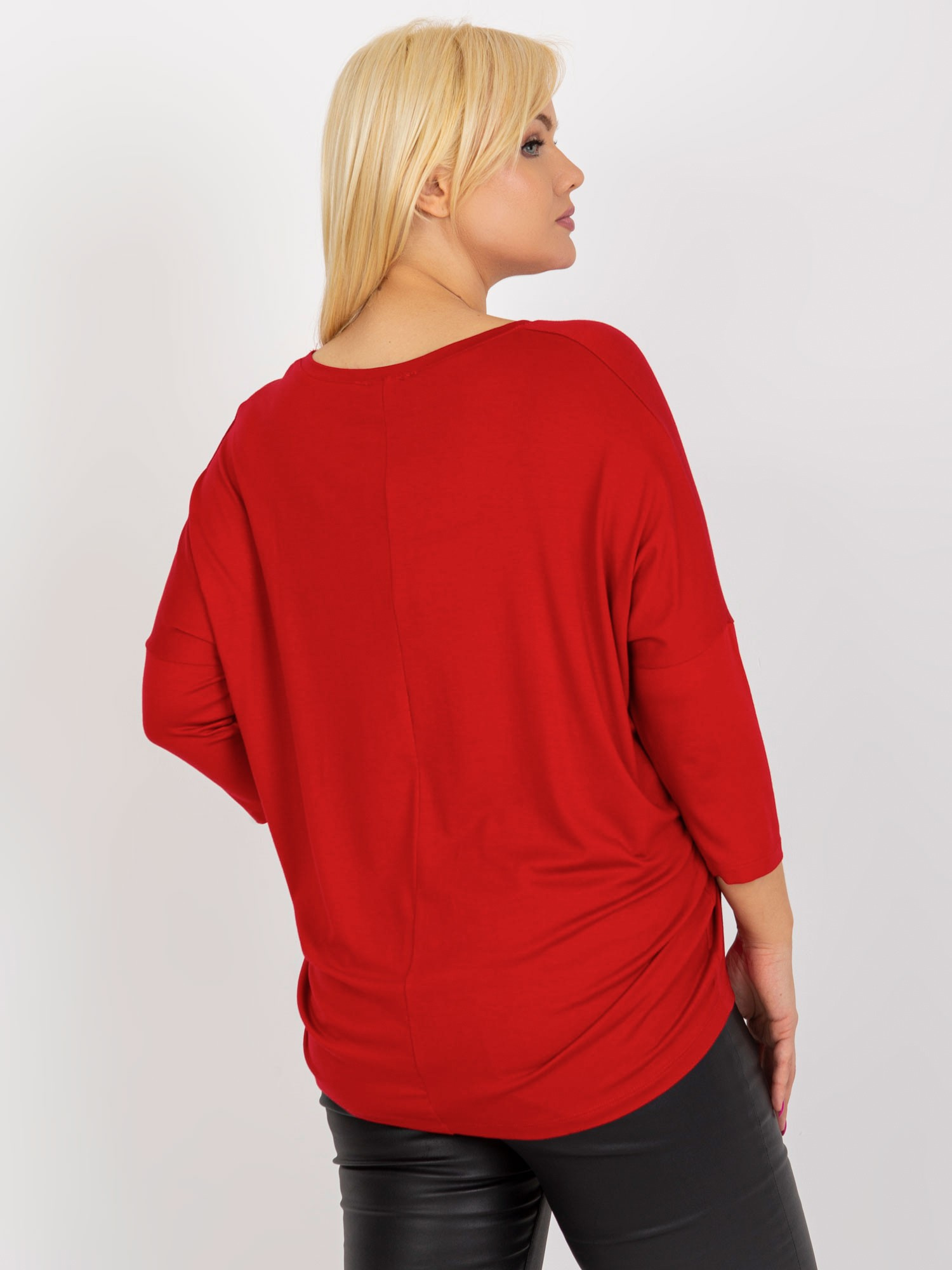 Czerwona damska bluzka plus size basic z wiskozy