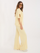 Jasnożółty damski komplet z szerokimi spodniami