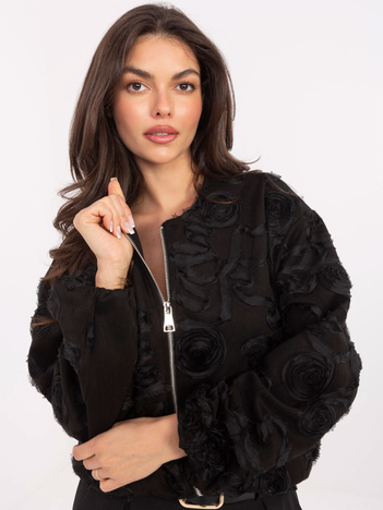 Czarna zamszowa kurtka z suwakiem RUE PARIS