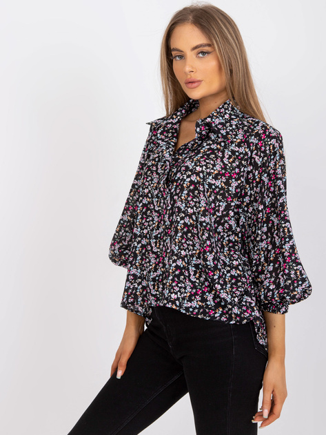 Czarna bluzka o luźnym kroju z nadrukiem ZULUNA