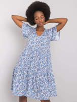 Niebieska sukienka z falbaną Genevieve RUE PARIS