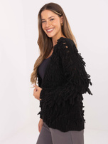 Czarny damski kardigan z wełną RUE PARIS