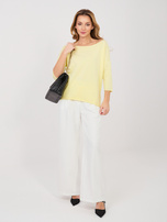 Pastelowa żółta damska bluzka basic z bawełny RUE PARIS 