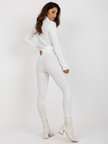 Hurtownia Ecru legginsy na co dzień od kompletu w prążek