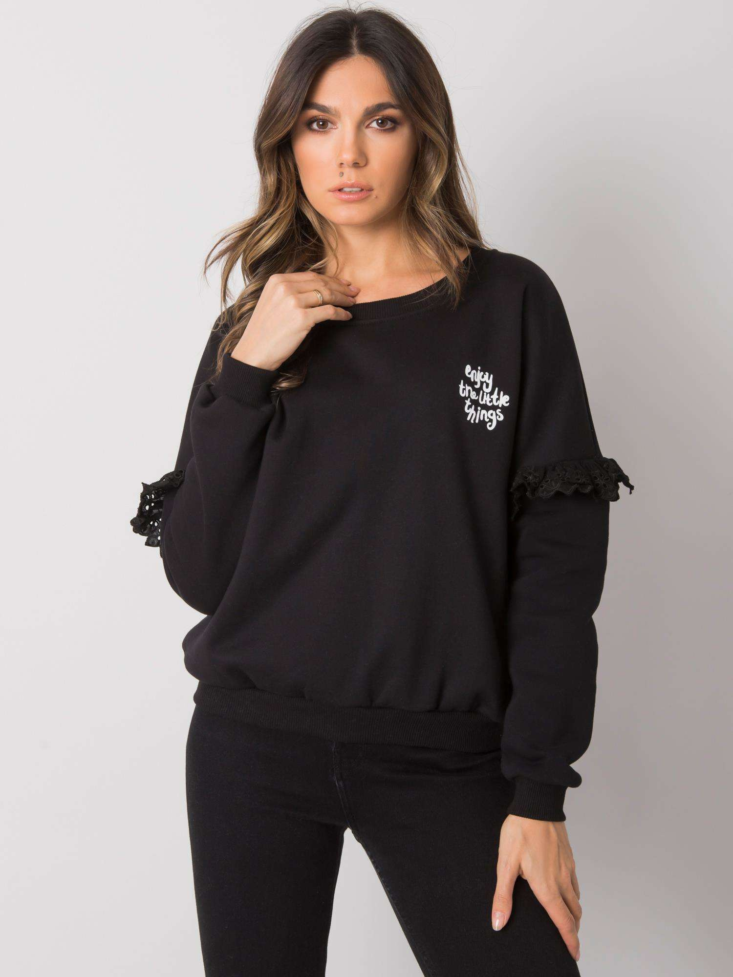 Black hooded sweatshirt for women Alvah RUE PARIS