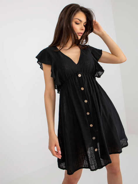 Hurt Czarna bawełniana sukienka na co dzień OCH BELLA