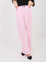 Pastelowe różowe eleganckie spodnie z szeroką nogawką  RUE PARIS 