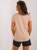 Hurt Camelowy t-shirt z bawełny BASIC FEEL GOOD