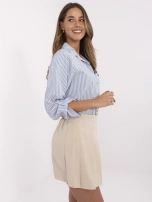 Beżowe plisowane spódnico-szorty z gumką w pasie