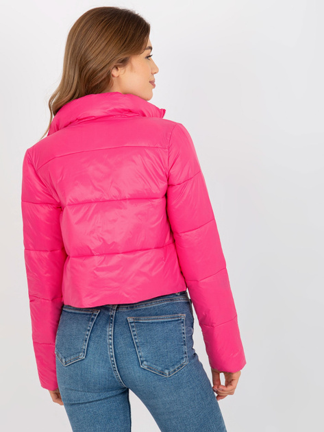 Hurt Ciemnoróżowa krótka przejściowa kurtka pikowana z kieszeniami