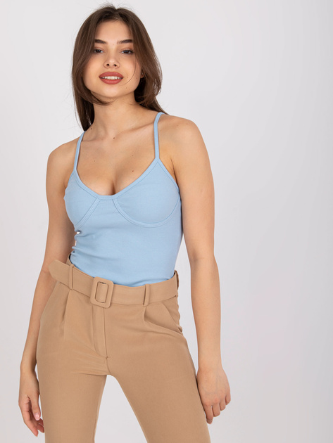 Jasnoniebieski bawełniany top w prążek Alla OCH BELLA