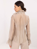 Beżowa elegancka koszula z żabotem