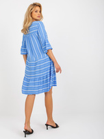 Hurt Niebieska letnia sukienka w paski z wiskozy SUBLEVEL