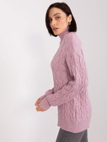 Hurt Jasnofioletowy sweter z golfem z wiskozą 