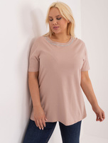 Hurt Beżowa bawełniana bluzka plus size z koronką na plecach