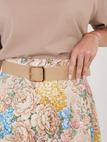 Beżowa rozkloszowana spódnica w kwiaty 