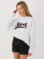 Jasnoszara melanżowa bluza oversize bez kaptura RUE PARIS  