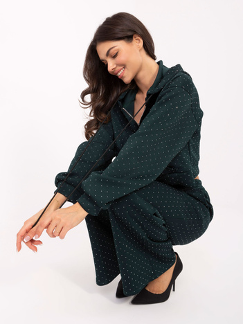 Ciemnozielony dresowy komplet z dżetami RUE PARIS