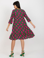 Hurt Zielona damska sukienka z printam i falbaną SUBLEVEL