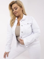 Biała jeansowa kurtka plus size z kołnierzykiem