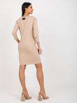 Hurt Beżowa sukienka dresowa z zatrzaskami OCH BELLA