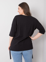 Black plus size blouse with Darren applique
