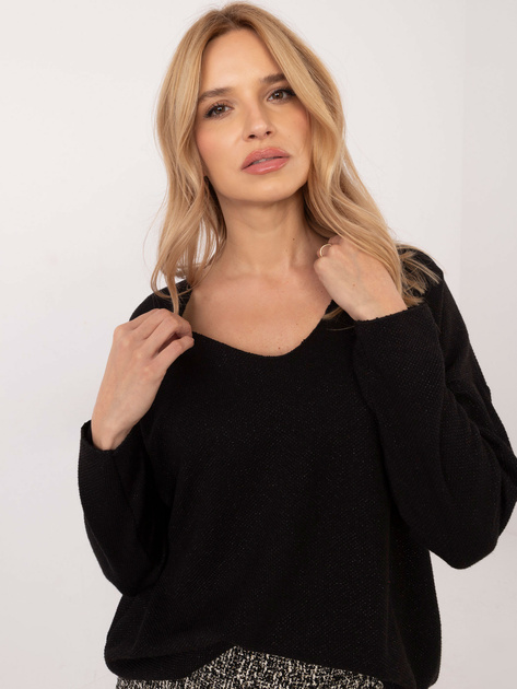 Hurt Czarny sweter oversize w jednolitym kolorze