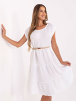 White summer dress with short sleeves.