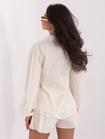 Ecru letni komplet z haftem