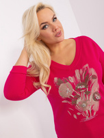 Hurt Fuksjowa bluzka plus size z dekoltem w serek