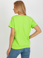 Hurt Limonkowa damska bluzka na co dzień z aplikacją