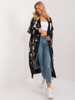 Hurtownia Czarny długi kardigan damski z dziurami