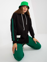 Hurtownia Czarna dresowa bluza z kapturem oversize 