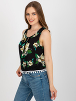 Hurt Czarna letnia bluzka w kwiaty bez rękawów