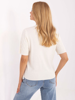 Ecru damski sweter z krótkim rękawem