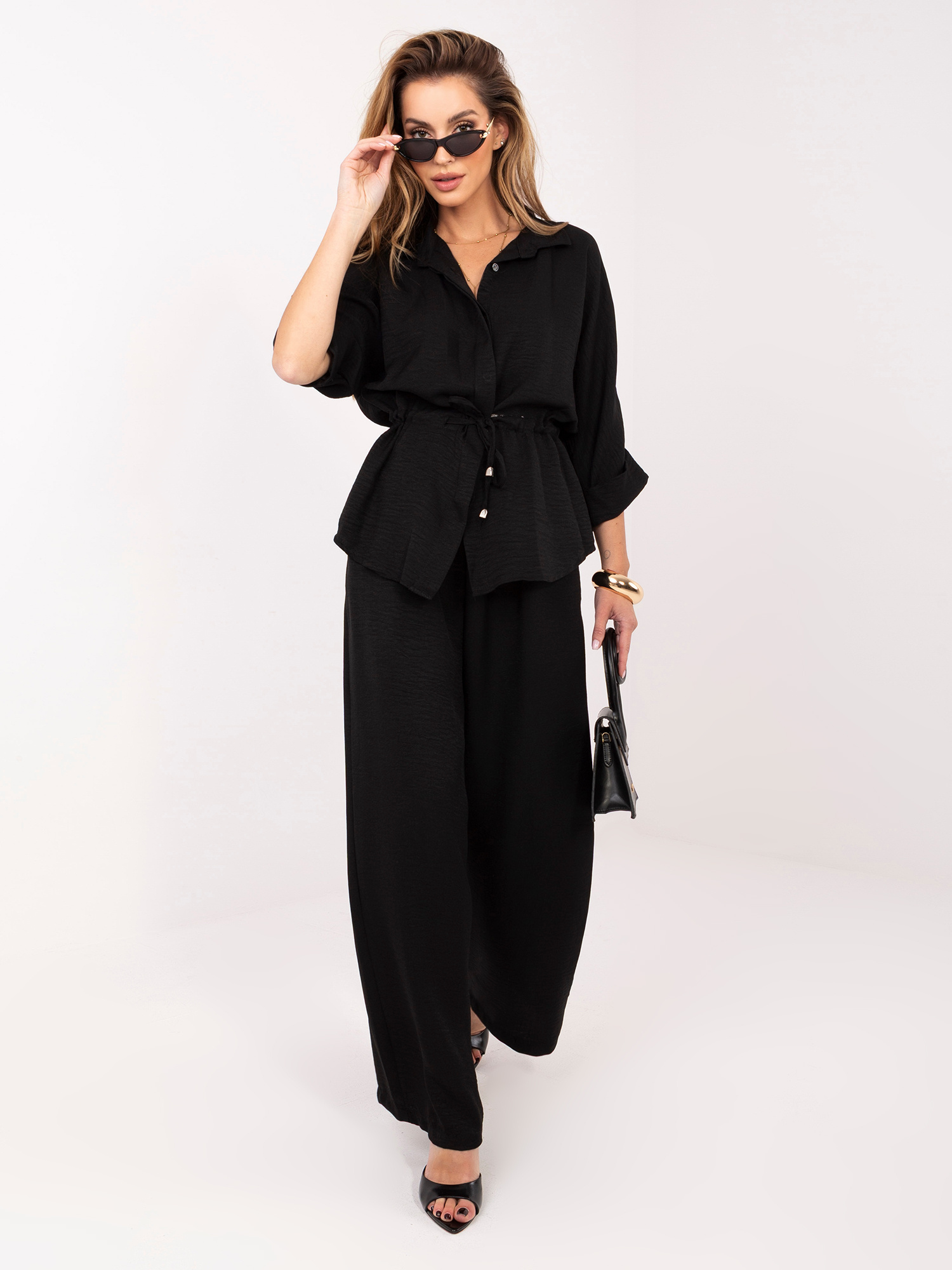 Czarny dwuczęściowy komplet na lato