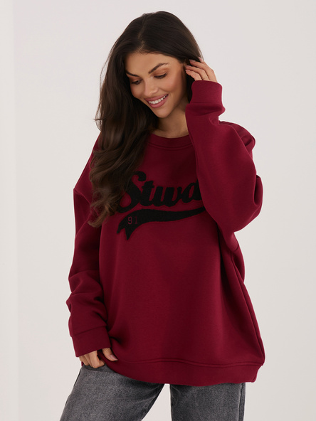 Bordowa bluza z kontrastowym napisem RUE PARIS