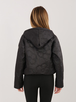 Czarna damska kurtka z kwiatowym pikowaniem RUE PARIS 