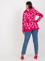 Hurt Fuksjowa damska bluza plus size z nadrukiem i kapturem 
