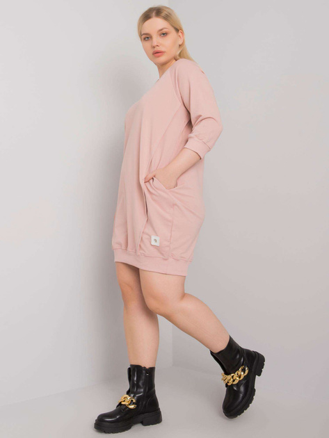 Brudnoróżowa bawełniana sukienka plus size Karissa