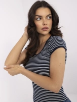 Granatowa prążkowana bluzka w paski