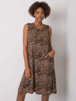 Schwarz-beige Kleid mit Prints Myrine.
