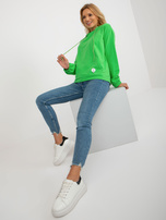 Hurt Zielona dresowa bluza kangurka z naszywką