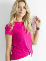 Fuksjowy t-shirt basic z bawełny Peachy