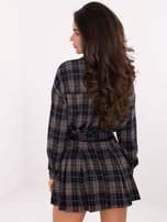 Granatowa plisowana spódnica w kratę