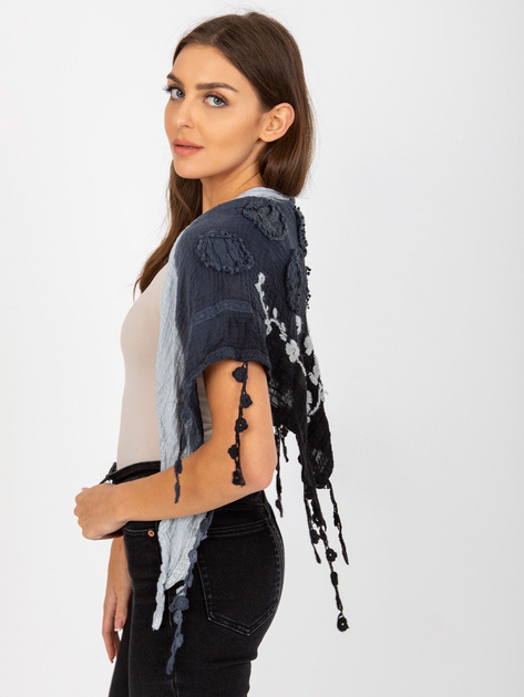 Hurt Granatowa muślinowa chusta z ozdobnym wykończeniem