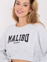 Jasnoszara krótka bluza z napisem Malibu