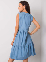 Niebieska sukienka z falbaną Delfine RUE PARIS