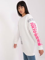 Hurtownia Ecru damska bluza oversize z nadrukiem