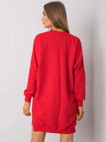 Odile RUE PARIS Red Long Sleeve Sweatshirt Dress
